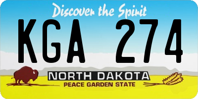 ND license plate KGA274