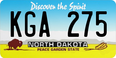 ND license plate KGA275
