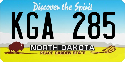 ND license plate KGA285