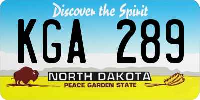 ND license plate KGA289
