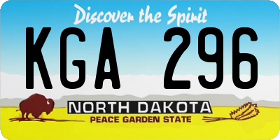 ND license plate KGA296