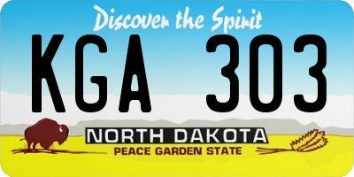 ND license plate KGA303