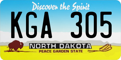 ND license plate KGA305