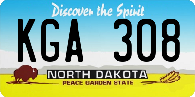 ND license plate KGA308