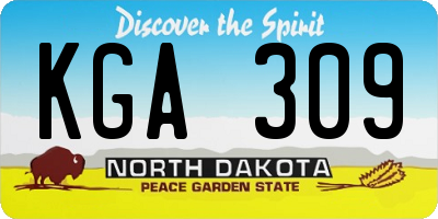 ND license plate KGA309