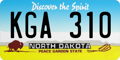 ND license plate KGA310