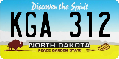 ND license plate KGA312