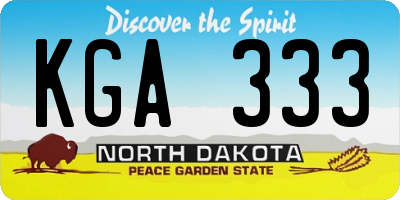 ND license plate KGA333