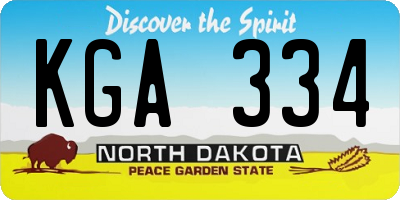 ND license plate KGA334