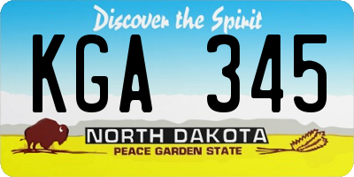ND license plate KGA345