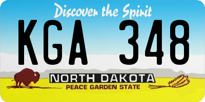 ND license plate KGA348