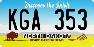 ND license plate KGA353