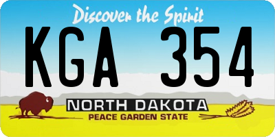 ND license plate KGA354
