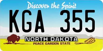 ND license plate KGA355