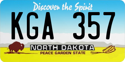 ND license plate KGA357