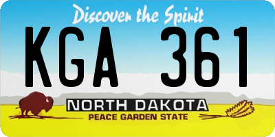 ND license plate KGA361