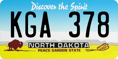 ND license plate KGA378