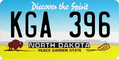 ND license plate KGA396