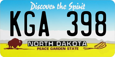 ND license plate KGA398