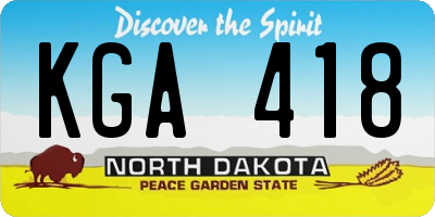 ND license plate KGA418