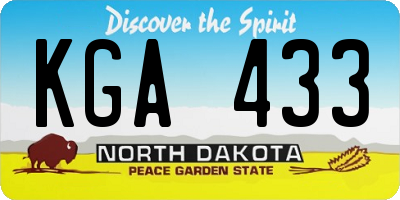 ND license plate KGA433