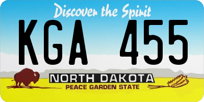 ND license plate KGA455