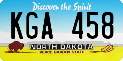 ND license plate KGA458