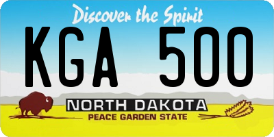ND license plate KGA500
