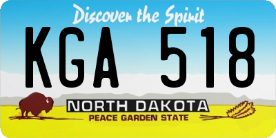ND license plate KGA518