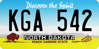 ND license plate KGA542