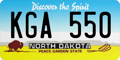 ND license plate KGA550