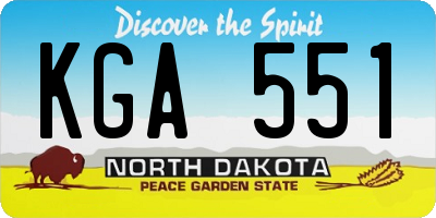 ND license plate KGA551