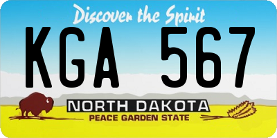 ND license plate KGA567