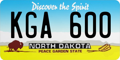 ND license plate KGA600