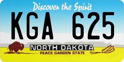 ND license plate KGA625