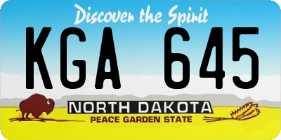 ND license plate KGA645