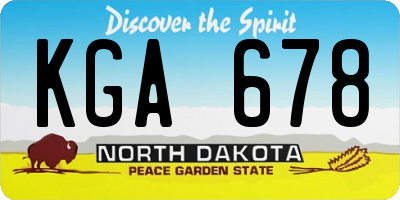 ND license plate KGA678