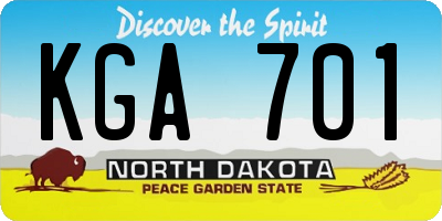 ND license plate KGA701