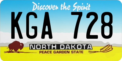 ND license plate KGA728