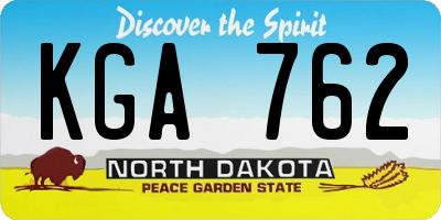 ND license plate KGA762
