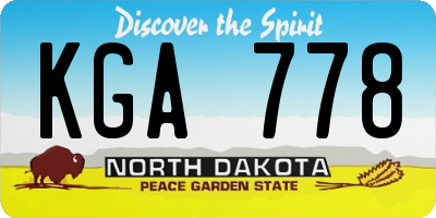 ND license plate KGA778