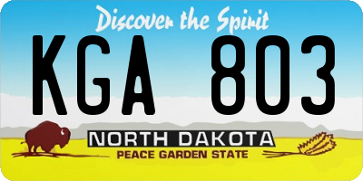ND license plate KGA803