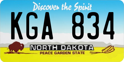 ND license plate KGA834