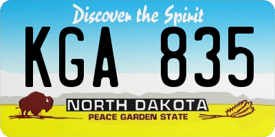 ND license plate KGA835