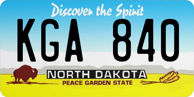 ND license plate KGA840