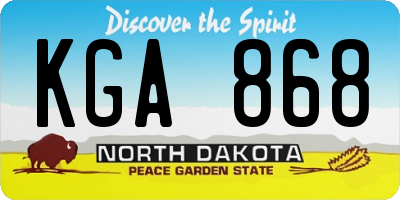 ND license plate KGA868