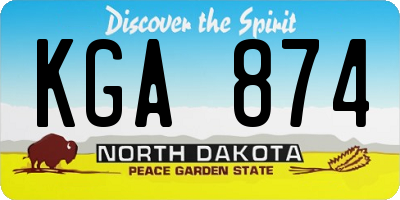 ND license plate KGA874
