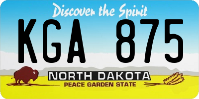 ND license plate KGA875
