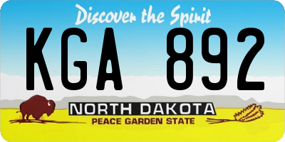 ND license plate KGA892