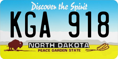 ND license plate KGA918